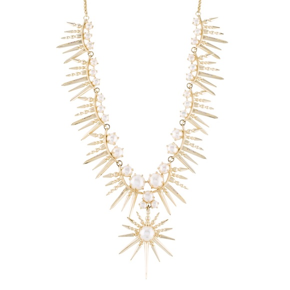 Kendra Scott Valentina Pearl Starburst Gold Statement Necklace Hook Closure - Picture 2 of 9